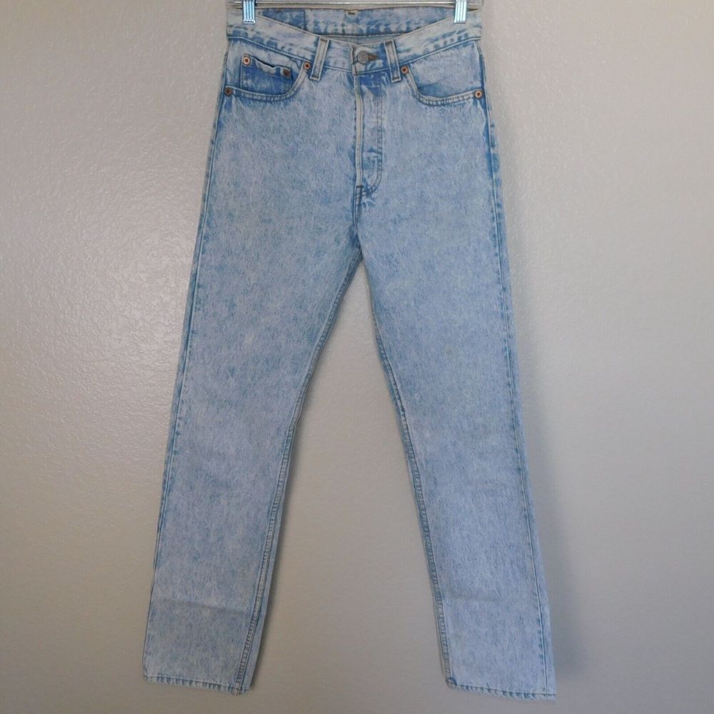 Levis 501 XX Jeans Size 29 x 34 Acid Wash USA Made 1999 Vintage 90s Faded Denim